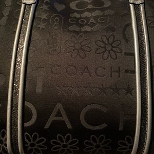 COACH BANDANA GLITTER GRAFFITI BLACK TOTE SHOULDER BAG K1082-F15709